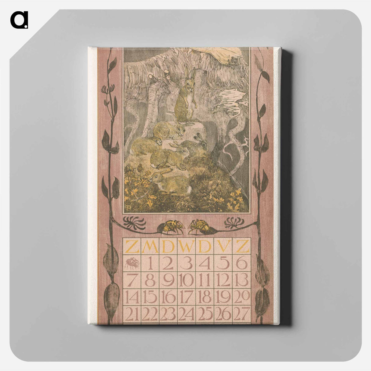 Kalenderblad september met konijnen - テオ ヴァン ホイテマ Canvas.