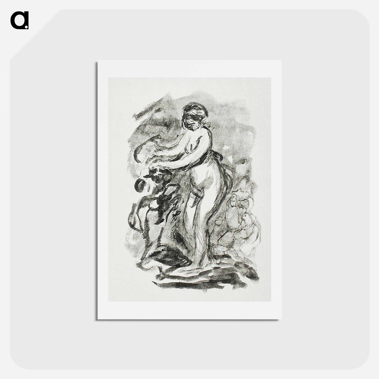 アートポストカード-Femme au cep de vigne, premiére variante - ピエール オーギュスト ルノワール Postcard.