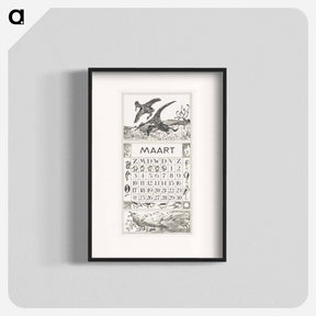 アートポスター-Kalenderblad maart met tureluurs - テオ ヴァン ホイテマ Poster.