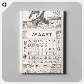 アートパネル-Kalenderblad maart met tureluurs - テオ ヴァン ホイテマ Canvas.