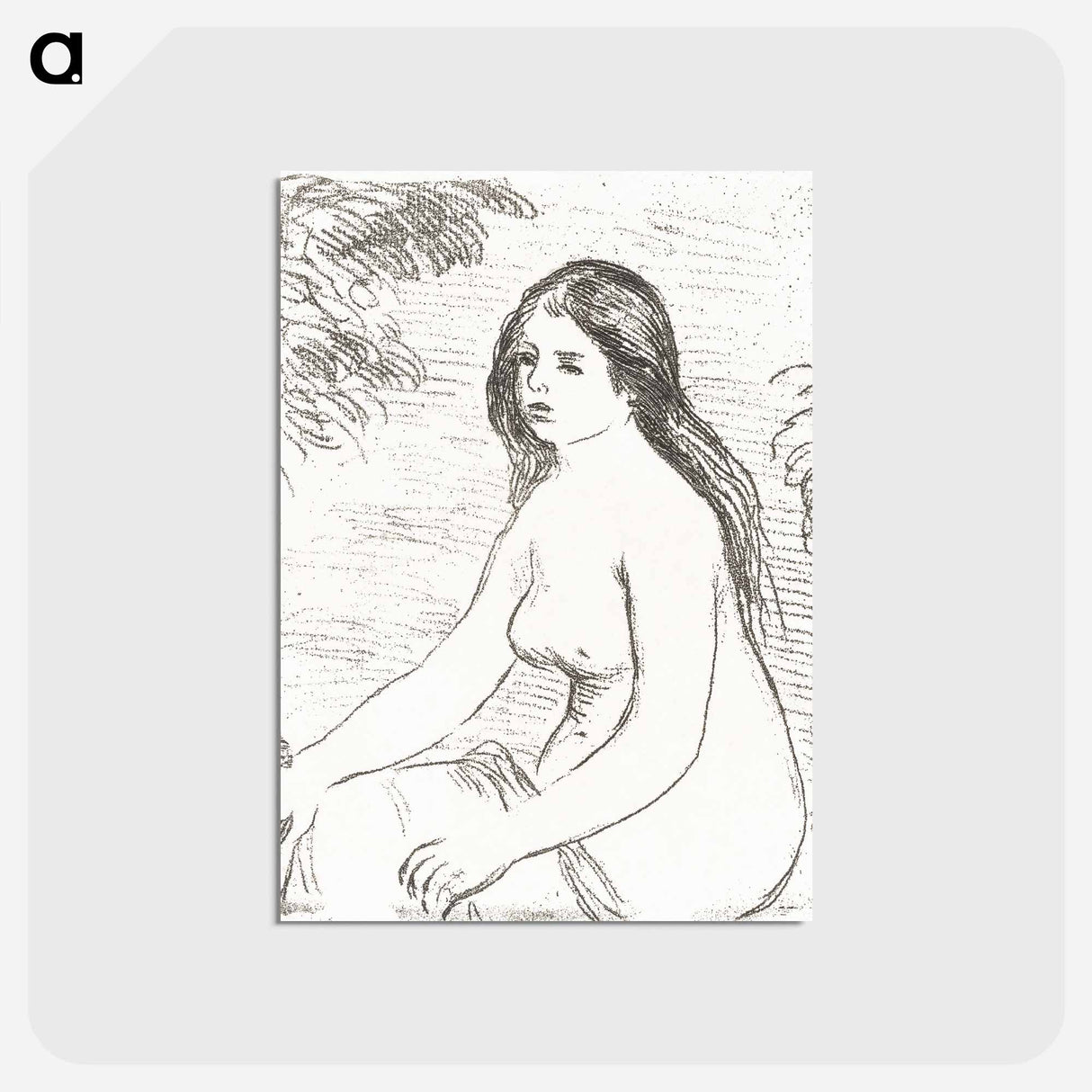 アートポストカード-Seated Nude Woman - ピエール オーギュスト ルノワール Postcard.