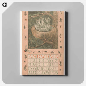 アートパネル-Kalenderblad juni met jonge vogels - テオ ヴァン ホイテマ Canvas.