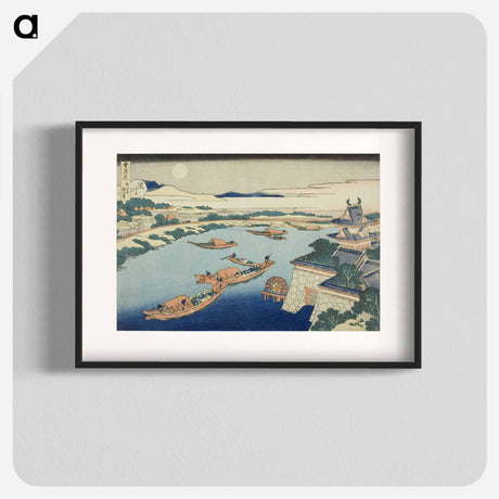 アートポスター-Hokusai's Moonlight on the Yodo River - 葛飾 北斎 Poster.