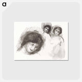 アートポストカード-Stone with Three Sketches - ピエール オーギュスト ルノワール Postcard.