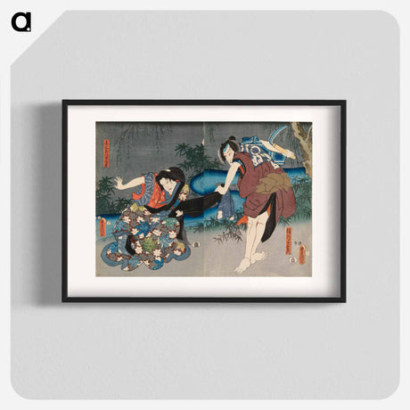 アートポスター-Actors Ichikawa Danjuro VIII and Ichikawa Kodanji IV in the Play Mimasu no Date-zome
 - 歌川 国貞 Poster.