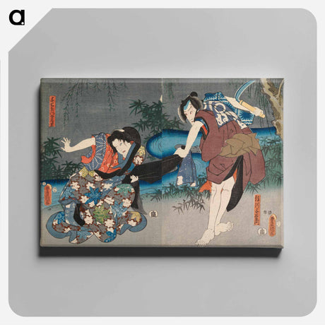 アートパネル-Actors Ichikawa Danjuro VIII and Ichikawa Kodanji IV in the Play Mimasu no Date-zome
 - 歌川 国貞 Canvas.