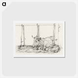 アートポストカード-Lying cow - ジャン ベルナール Postcard.