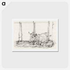 アートポストカード-Lying cow - ジャン ベルナール Postcard.