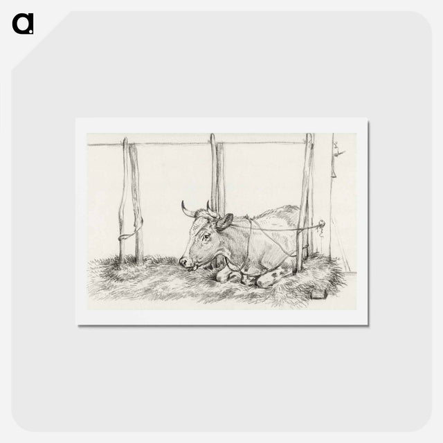 アートポストカード-Lying cow - ジャン ベルナール Postcard.