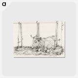 アートポストカード-Lying cow - ジャン ベルナール Postcard.