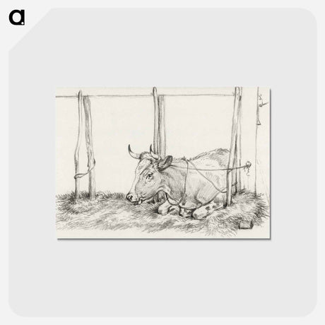アートポストカード-Lying cow - ジャン ベルナール Postcard.