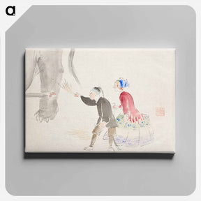 アートパネル-Japanese People and Elephant
 - 歌川 広重 Canvas.