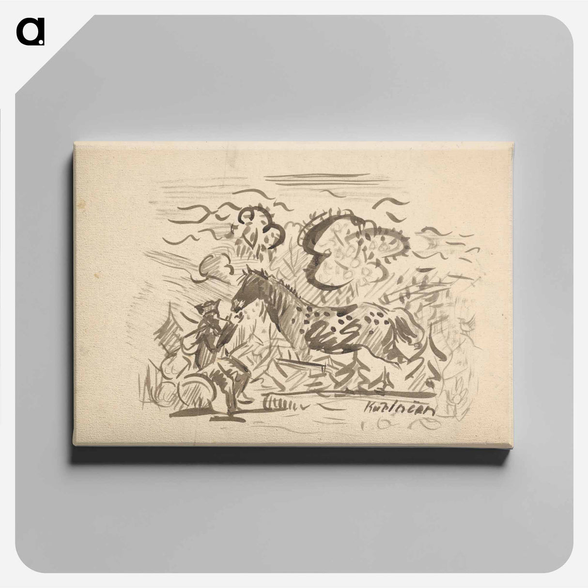 Herdsman with a horse - アーノルド ピーター ワイズ クビンチャン Canvas.
