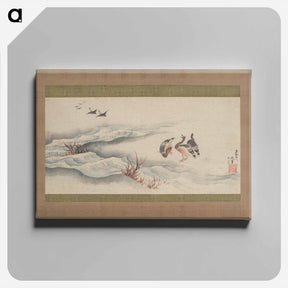 アートパネル-Wild Geese and Water - 葛飾 北斎 Canvas.