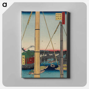 アートパネル-Inari Bridge and Minato Shrine, Teppōzu
 - 歌川 広重 Canvas.