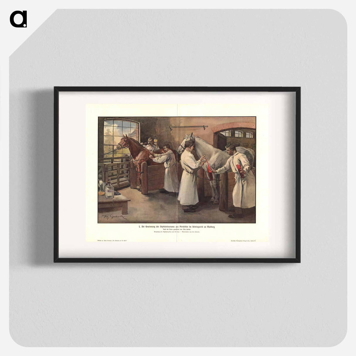 アートポスター-Extraction of Diphtheria Serum from Horse Blood at the Behring Works, Marburg
 - 国立医学図書館 Poster.