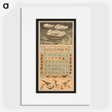 Kalenderblad voor november 1913 met drie op het water slapende eenden - テオ ヴァン ホイテマ Poster.
