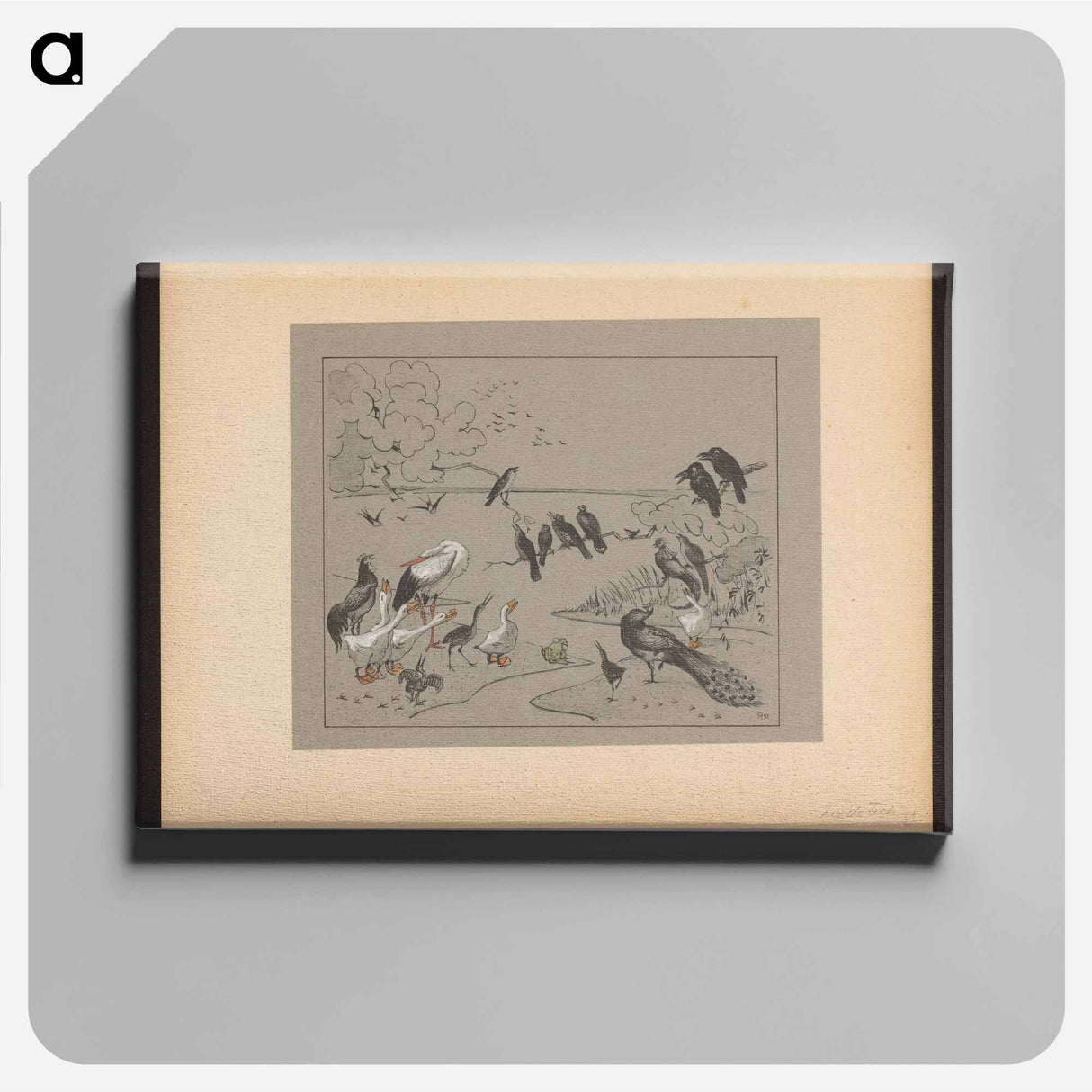 Groep diverse vogels en een kikker - テオ ヴァン ホイテマ Canvas.