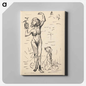 アートパネル-Sketchbook 19 woman and dog - アーノルド ピーター ワイズ クビンチャン Canvas.