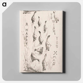 アートパネル-Kerstkaart met tien ganzen - テオ ヴァン ホイテマ Canvas.