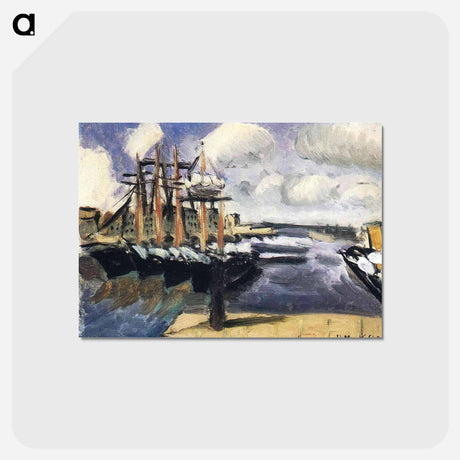 アートポストカード-Four Boats Side by Side in the Marseilles Harbor - アンリ マティス Postcard.