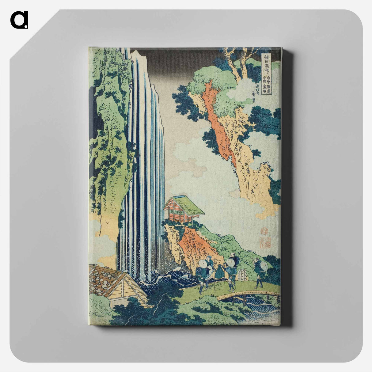 アートパネル-Hokusai's The Waterfall at Ono on the Kisokaidō Road - 葛飾 北斎 Canvas.