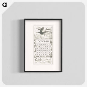 アートポスター-Kalenderblad oktober met trekvogels - テオ ヴァン ホイテマ Poster.