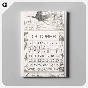 アートパネル-Kalenderblad oktober met trekvogels - テオ ヴァン ホイテマ Canvas.