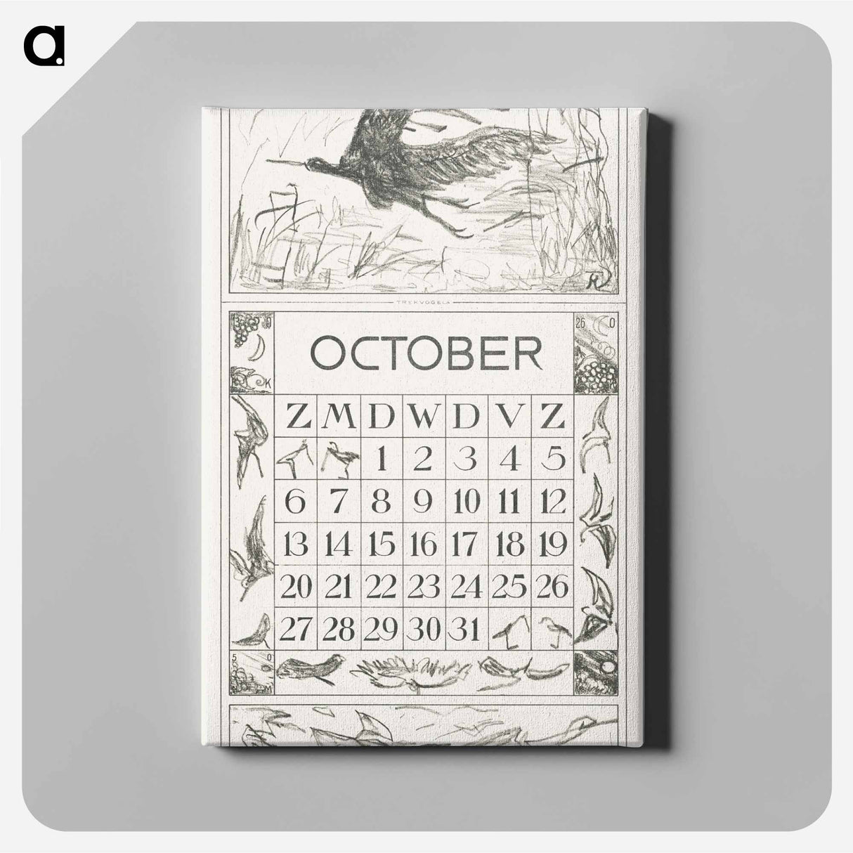 Kalenderblad oktober met trekvogels - テオ ヴァン ホイテマ Canvas.