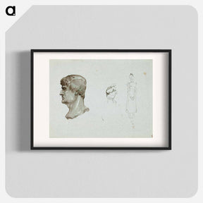 アートポスター-A roman head and a caricature of a man and a woman - アルバート エーデルフェルト Poster.