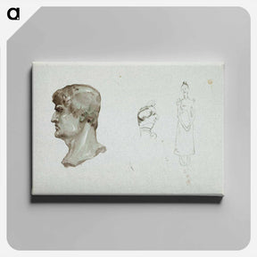 アートパネル-A roman head and a caricature of a man and a woman - アルバート エーデルフェルト Canvas.
