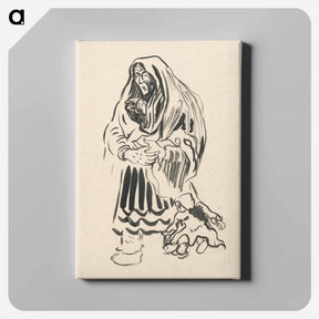 アートパネル-Mother with two children - アーノルド ピーター ワイズ クビンチャン Canvas.