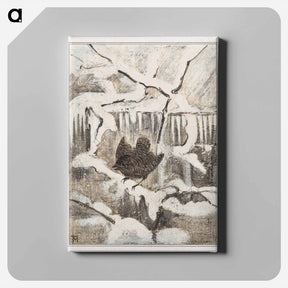 アートパネル-Winterkoninkje op besneeuwde tak - テオ ヴァン ホイテマ Canvas.