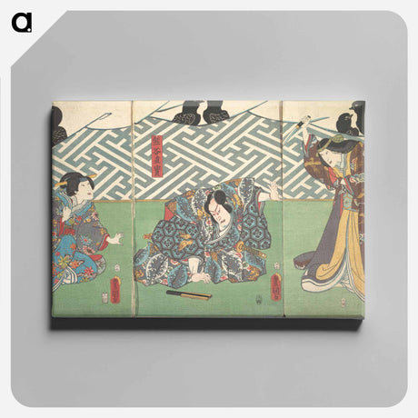 アートパネル-Three Actors on Stage: Kumagai Naozane
 - 歌川 国貞 Canvas.
