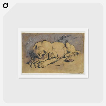 Lioness devouring a Rabbit - ウジェーヌ ドラクロワ Postcard.