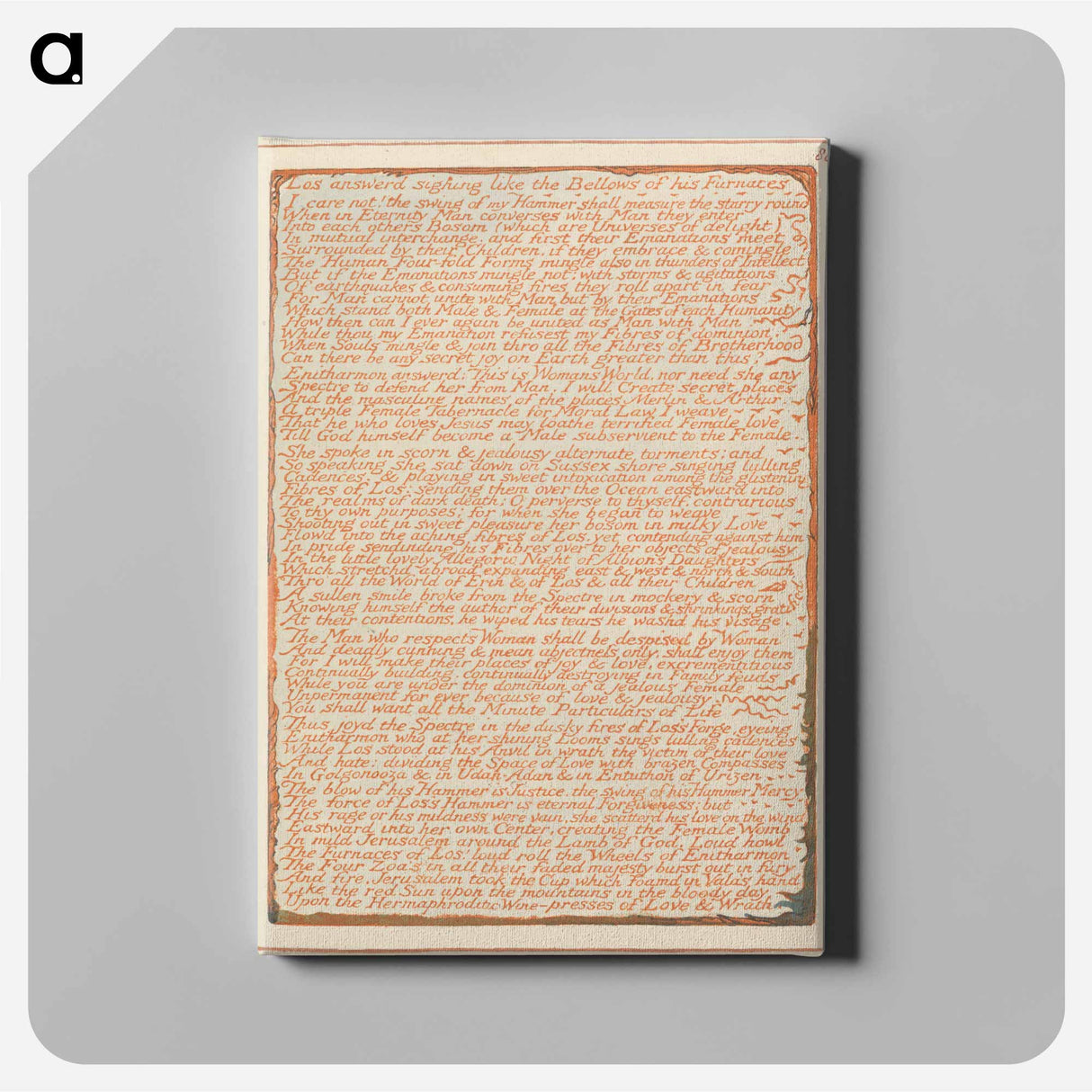アートパネル-Jerusalem, Plate 88, "Los answerd sighing...." - ウィリアム ブレイク Canvas.