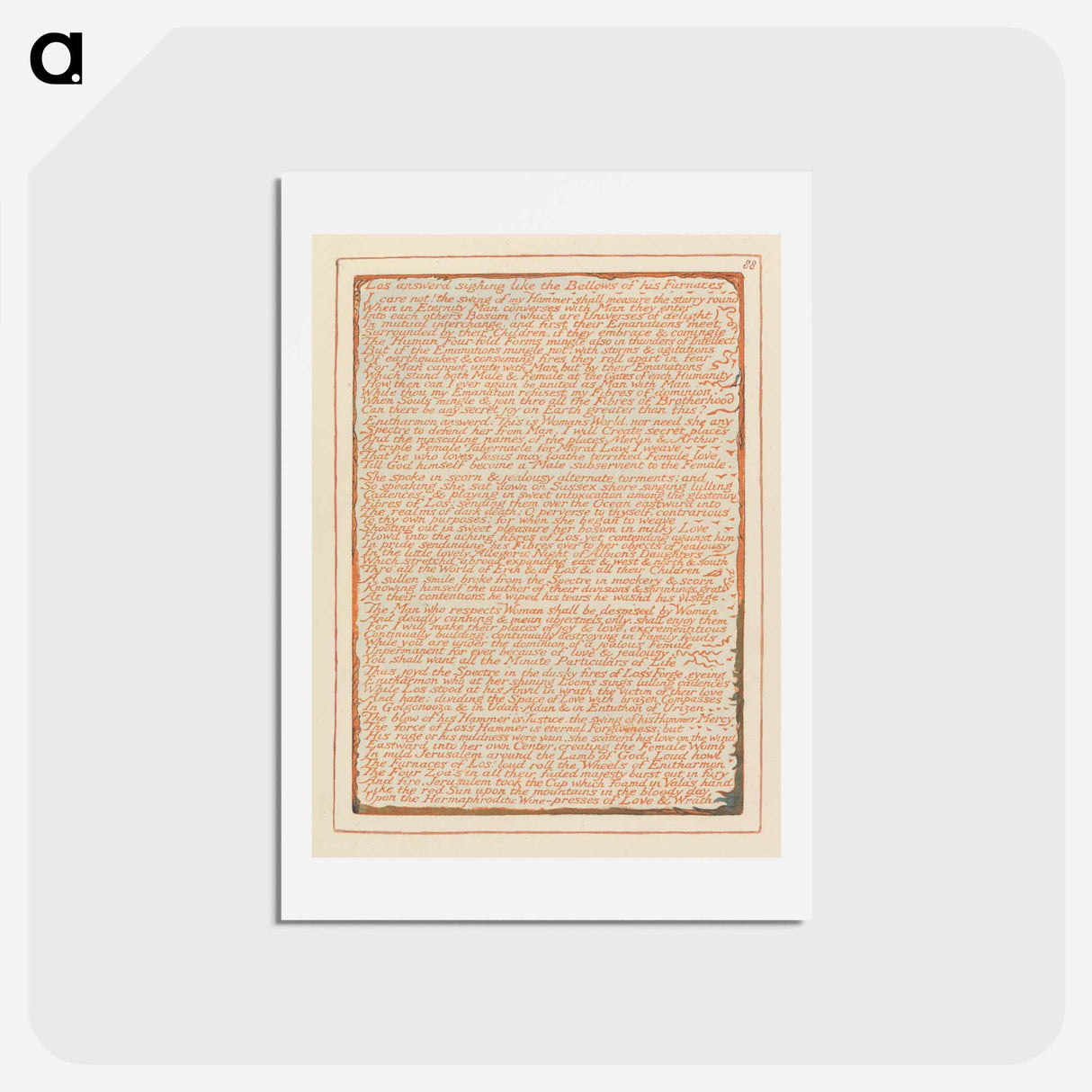 アートポストカード-Jerusalem, Plate 88, "Los answerd sighing...." - ウィリアム ブレイク Postcard.