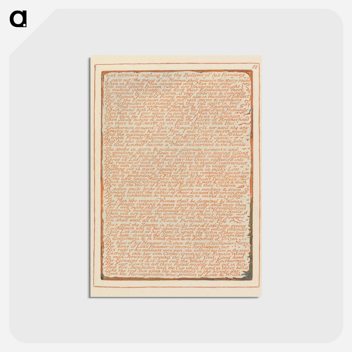 アートポストカード-Jerusalem, Plate 88, "Los answerd sighing...." - ウィリアム ブレイク Postcard.