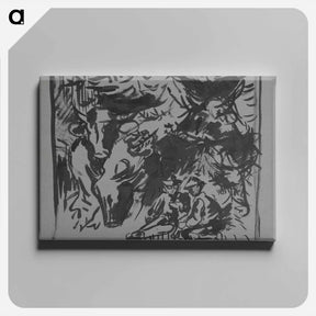 アートパネル-Two seated herdsmen - アーノルド ピーター ワイズ クビンチャン Canvas.