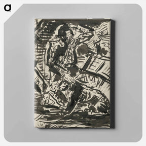 アートパネル-Sketchbook 22 man stroking a dog - アーノルド ピーター ワイズ クビンチャン Canvas.