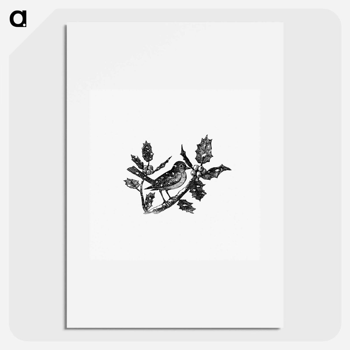 アートポスター-Winter Bird Etching Illustration
 - 大英図書館 Poster.