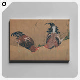 アートパネル-Gamecocks - 葛飾 北斎 Canvas.