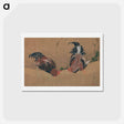 アートポストカード-Gamecocks - 葛飾 北斎 Postcard.