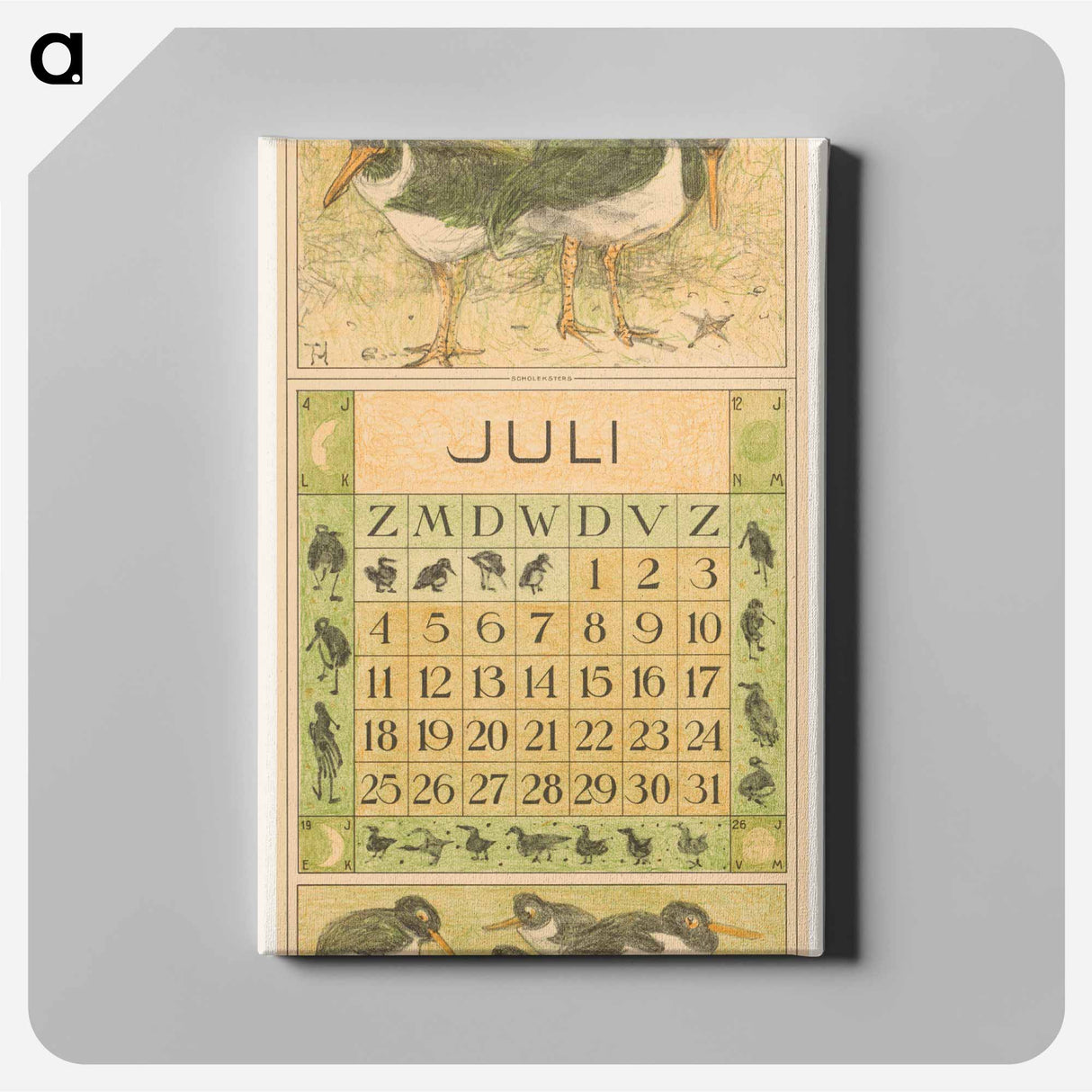 Kalenderblad juli met scholeksters - テオ ヴァン ホイテマ Canvas.