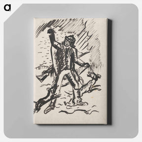 アートパネル-Hunter with his catch - アーノルド ピーター ワイズ クビンチャン Canvas.