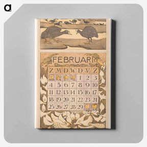 アートパネル-Kalenderblad februari met meerkoeten - テオ ヴァン ホイテマ Canvas.