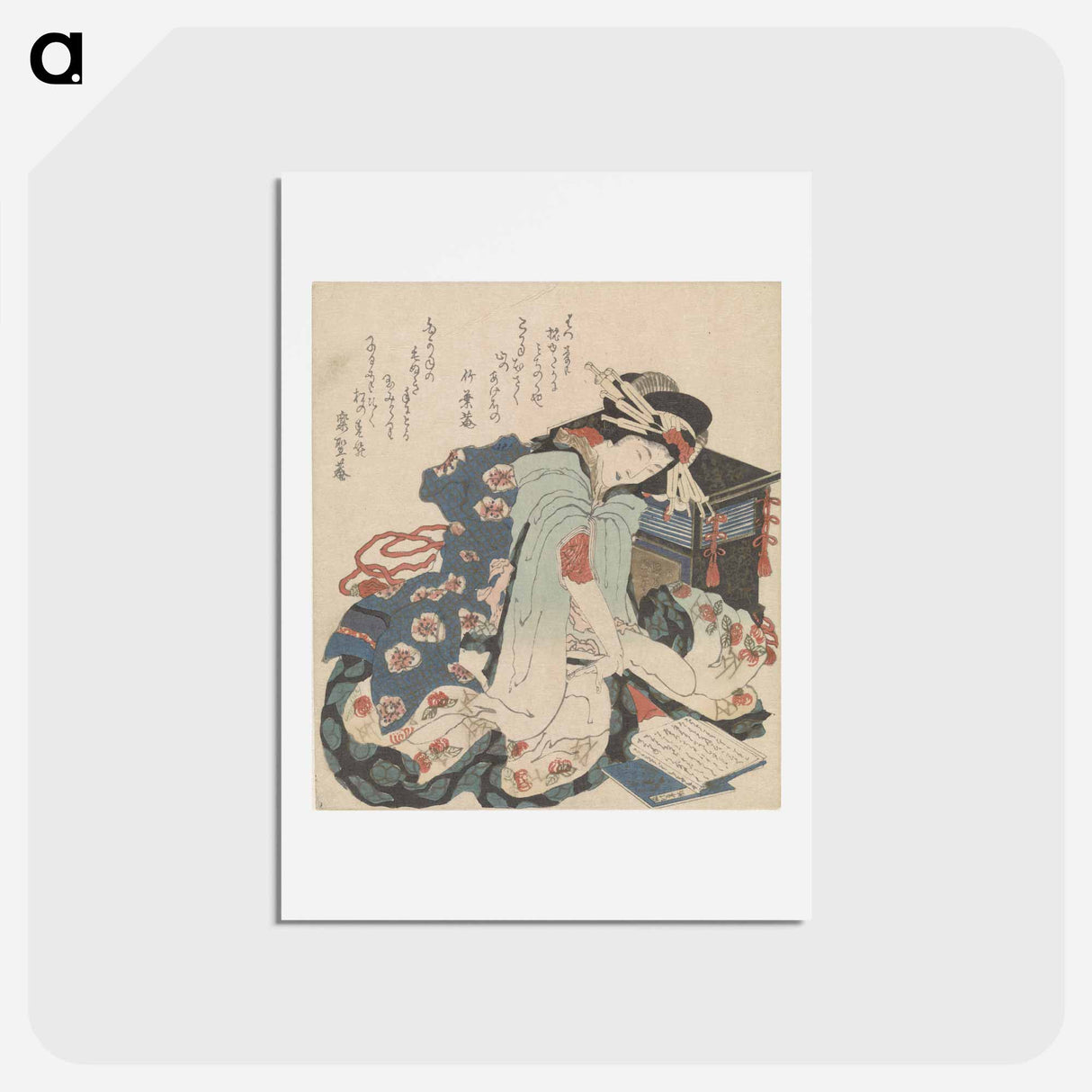 アートポストカード-A comparison of Genroku poems and shells - 葛飾 北斎 Postcard.