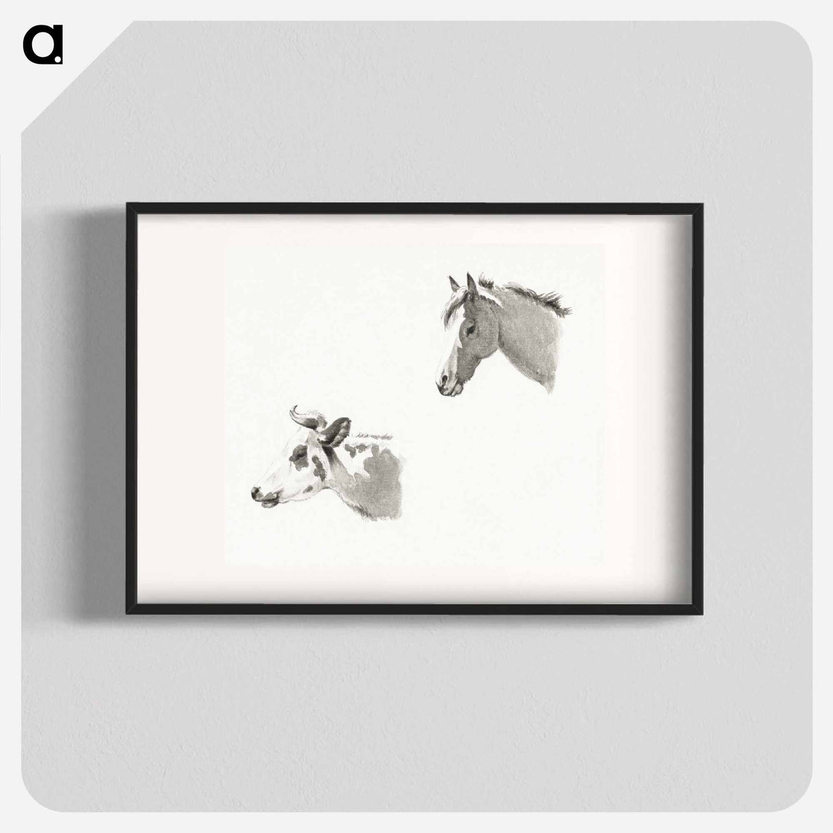 Head of a horse and the head of a cow - ジャン ベルナール Poster.