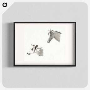 アートポスター-Head of a horse and the head of a cow - ジャン ベルナール Poster.