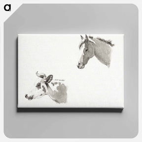 アートパネル-Head of a horse and the head of a cow - ジャン ベルナール Canvas.